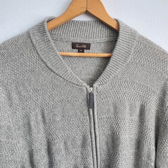 Tasso Elba Full Zip Men's Gray Knit Sweater Size XXL - Picture 3 of 5